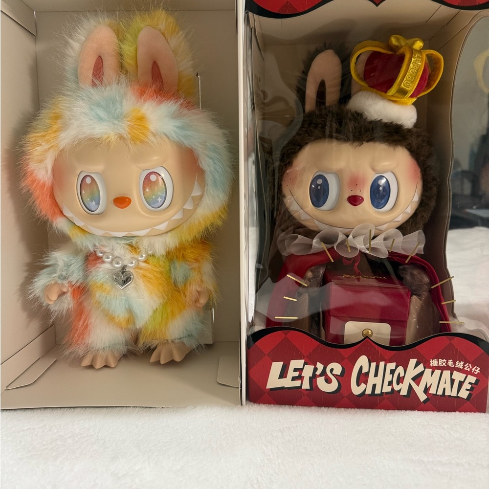 Multicolor Bunny Plush Toy with Heart Necklace